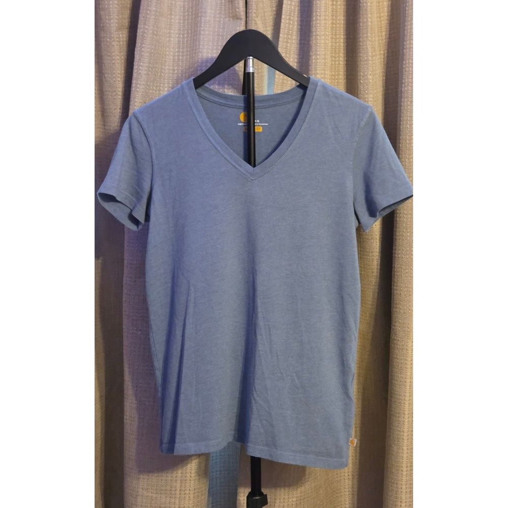 Carhartt Short Sleeve Relaxed Fit V-Neck T-Shirt Women's Size Small (4-6) Blue